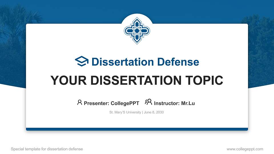 St. Mary’S University Graduation Thesis Defense PPT Template16:9 ratio PPT effect preview image