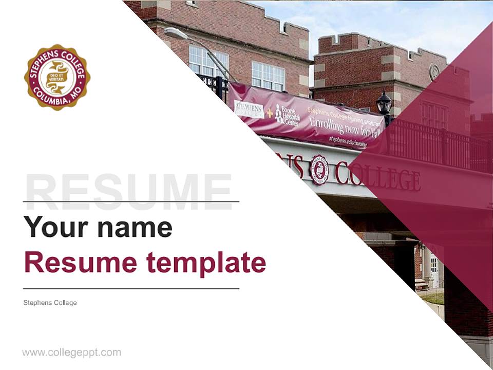 Stephens College Resume PPT Template4:3 ratio PPT effect preview image5