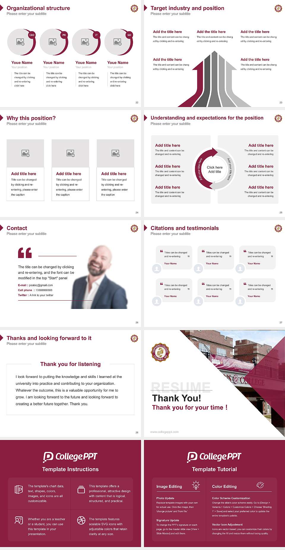 Stephens College Resume PPT Template4:3 ratio PPT effect preview image4