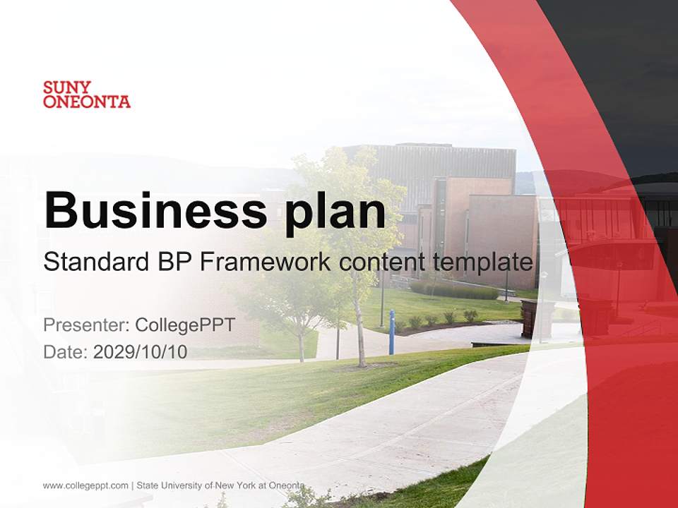 State University of New York at Oneonta Competition/Entrepreneurship Contest PPT Template4:3 ratio PPT effect preview image9