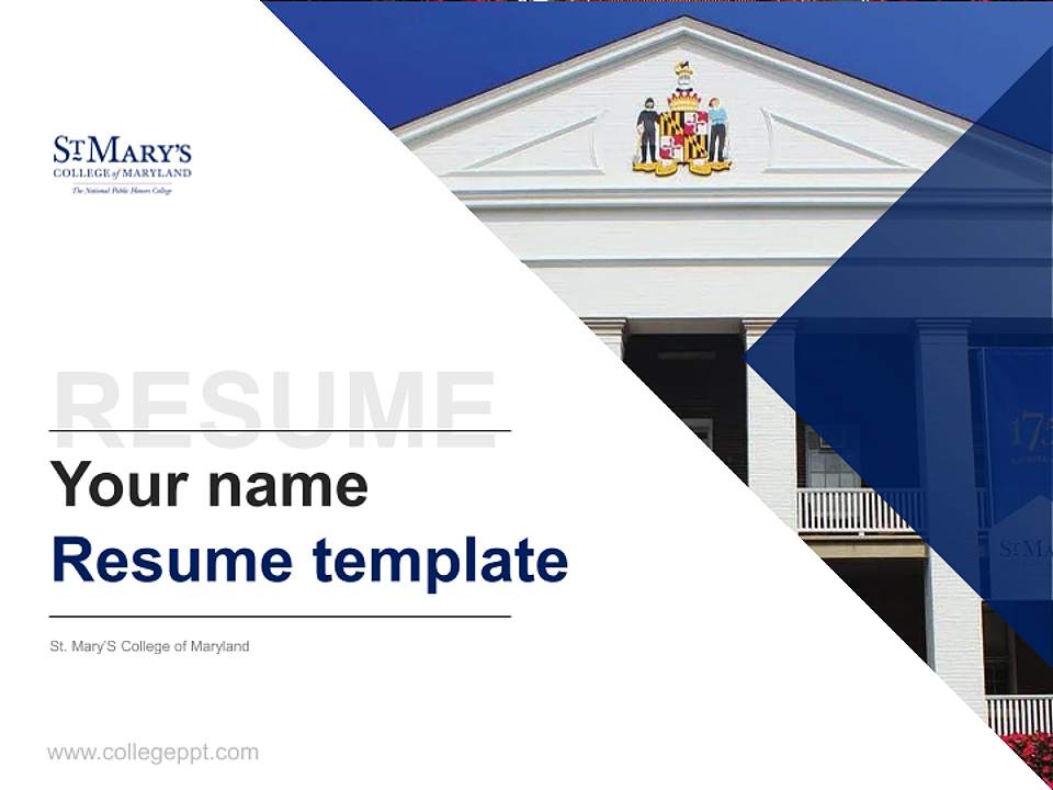 St. Mary’S College of Maryland Resume PPT Template4:3 ratio PPT effect preview image5
