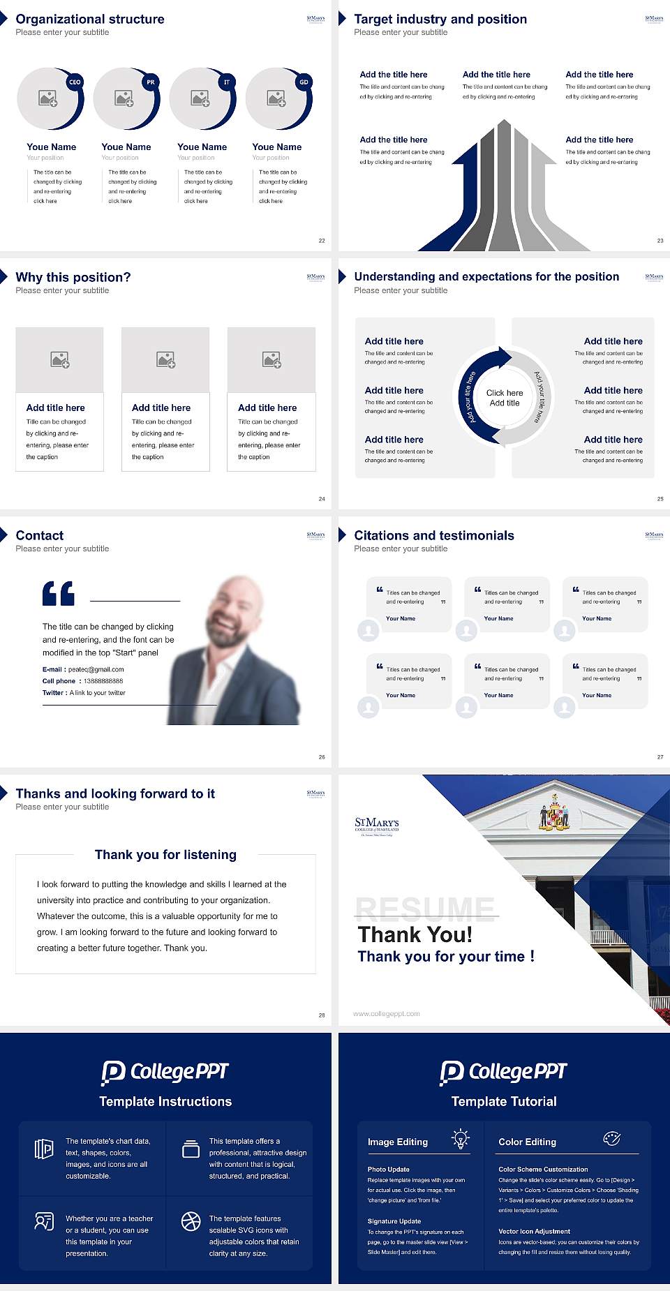 St. Mary’S College of Maryland Resume PPT Template4:3 ratio PPT effect preview image4