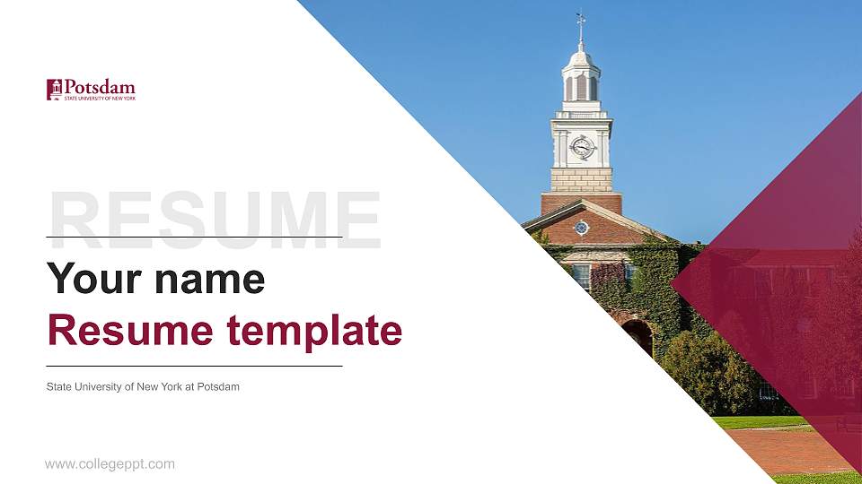 State University of New York at Potsdam Resume PPT Template16:9 ratio PPT effect preview image