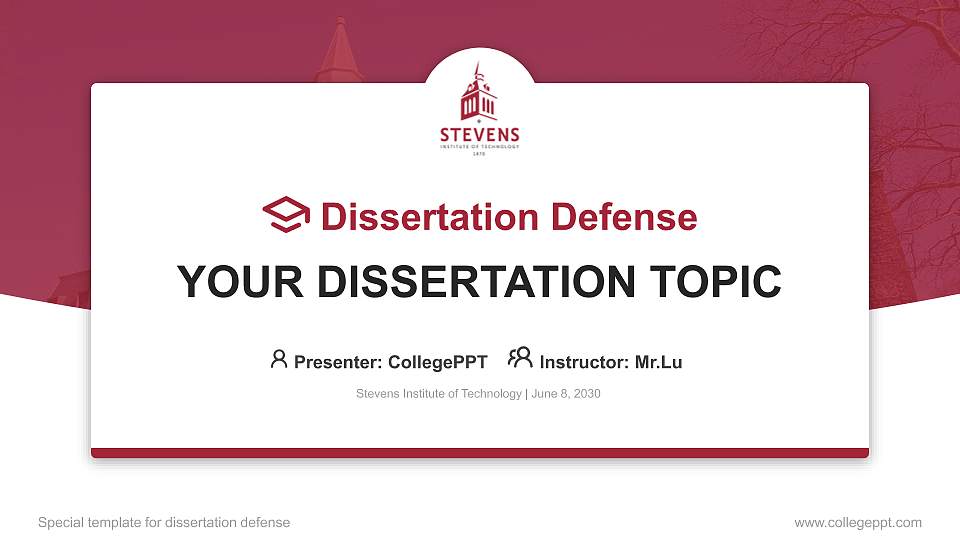 Stevens Institute of Technology Graduation Thesis Defense PPT Template16:9 ratio PPT effect preview image