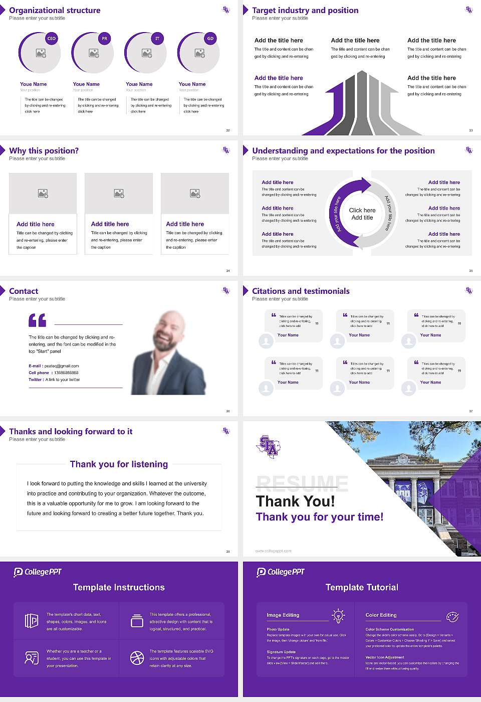 Stephen F Austin State University Resume PPT Template16:9 ratio PPT effect preview image4