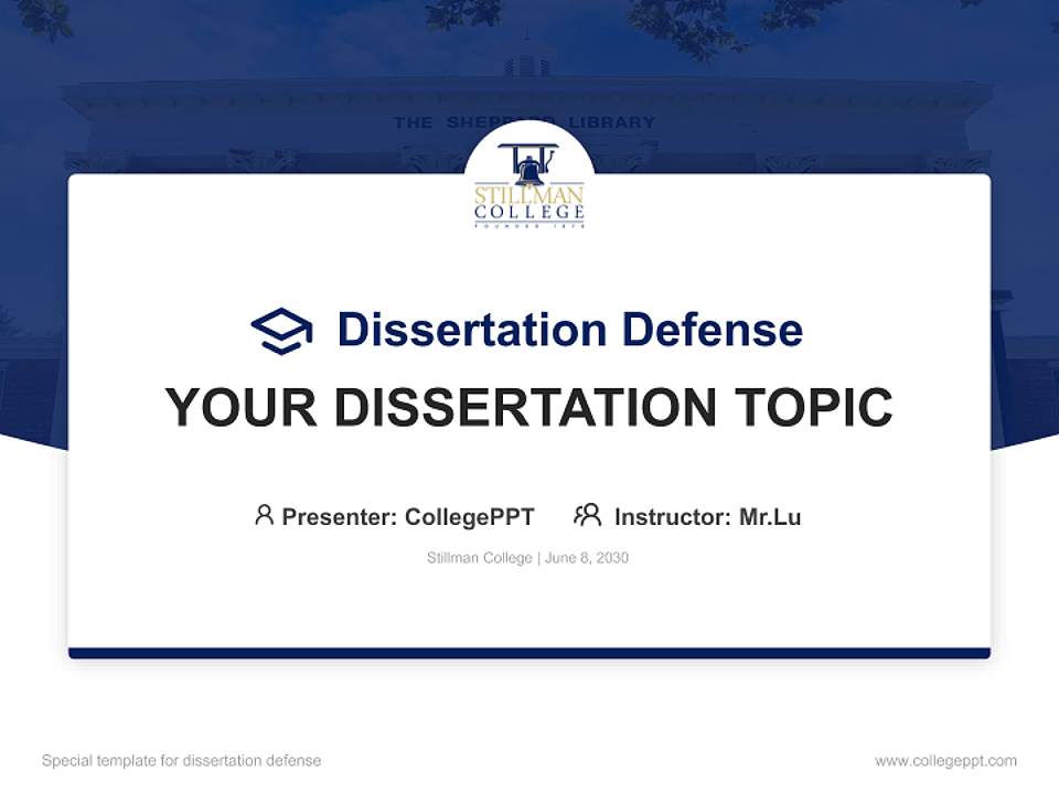 Stillman College Graduation Thesis Defense PPT Template4:3 ratio PPT effect preview image7