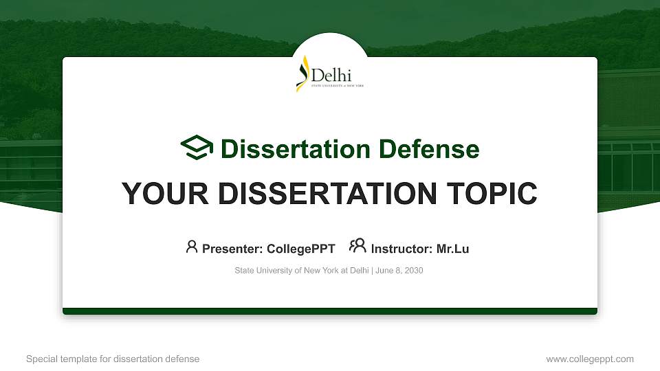 State University of New York at Delhi Graduation Thesis Defense PPT Template16:9 ratio PPT effect preview image