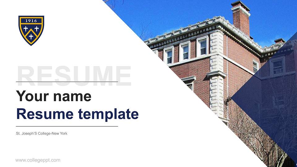 St. Joseph’S College-New York Resume PPT Template16:9 ratio PPT effect preview image1