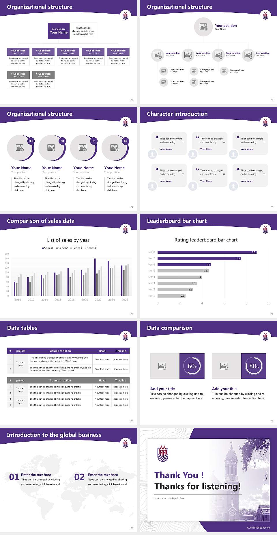 Saint Joseph’s College (Indiana) Academic Presentation/Research Findings Report PPT Template4:3 ratio PPT effect preview image4
