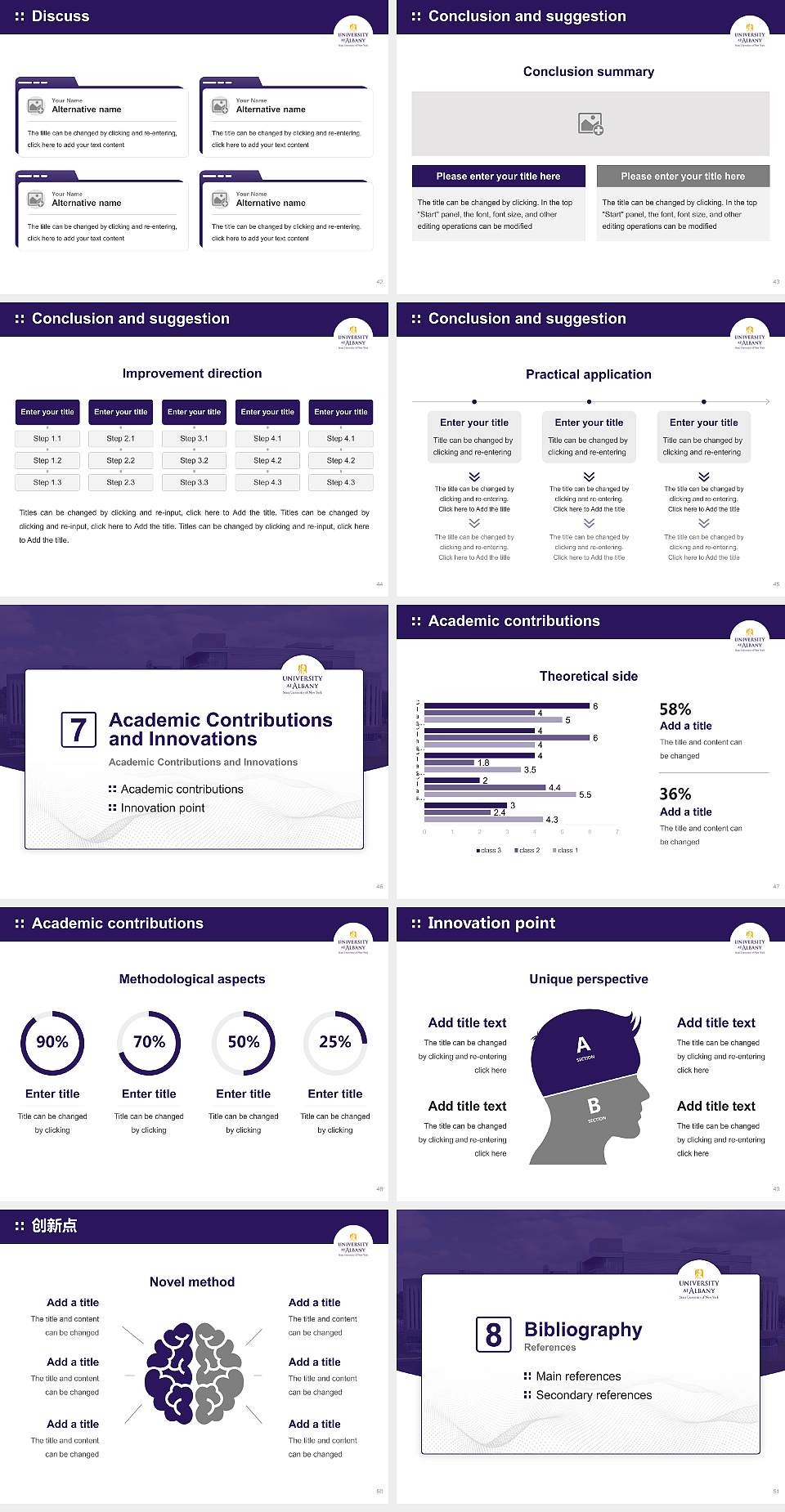 Suny at Albany Graduation Thesis Defense PPT Template4:3 ratio PPT effect preview image6