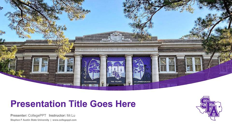 Stephen F Austin State University Course/Courseware Creation PPT Template16:9 ratio PPT effect preview image