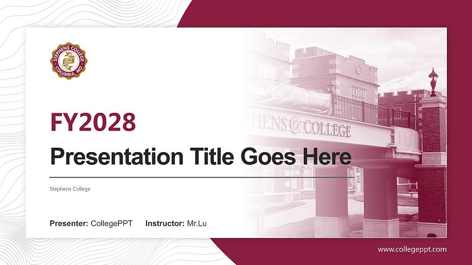 Stephens College Academic Presentation/Research Findings Report PPT Template16:9 ratio PPT effect preview image