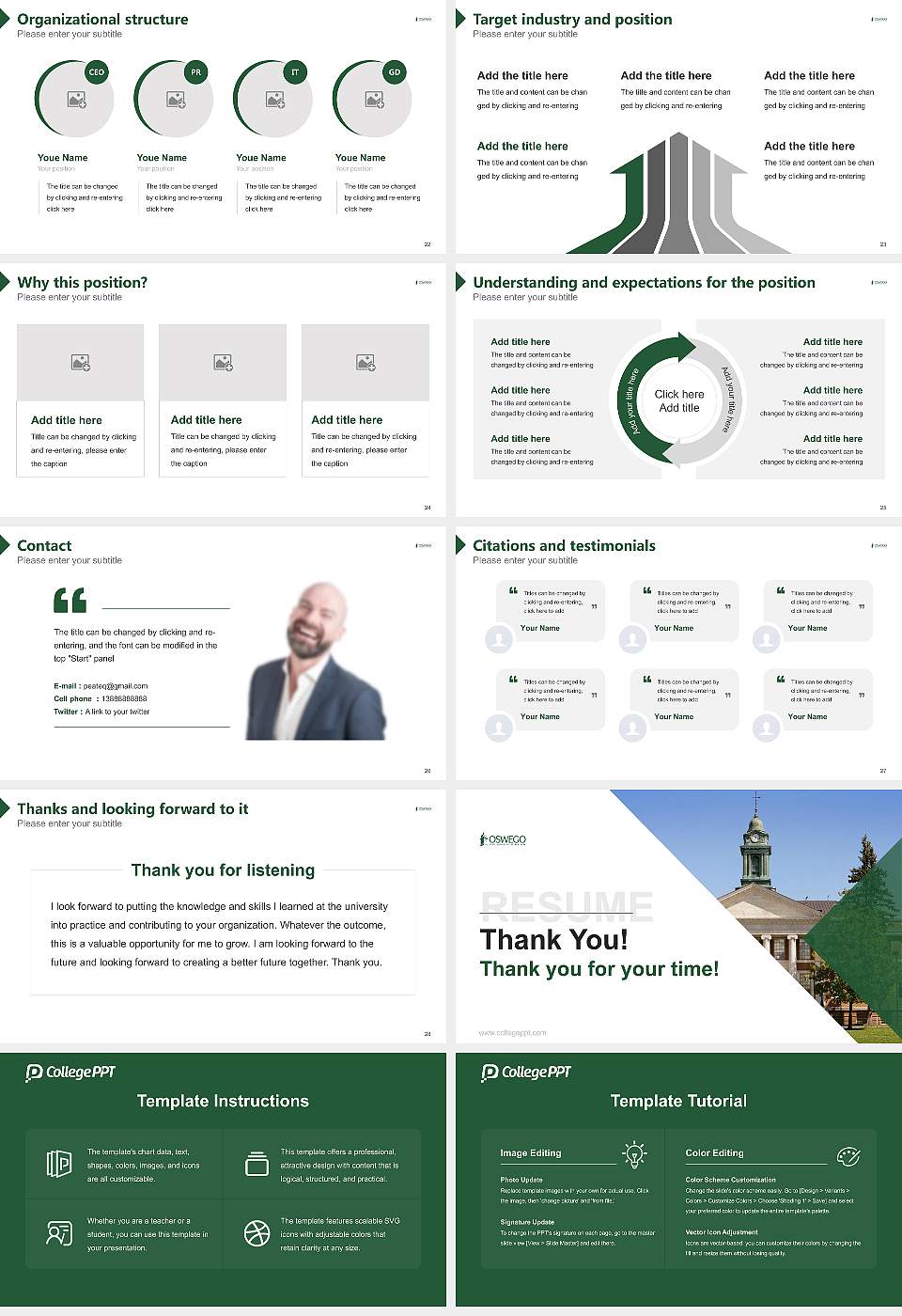 State University of New York at Oswego (SUNY Oswego) Resume PPT Template16:9 ratio PPT effect preview image4