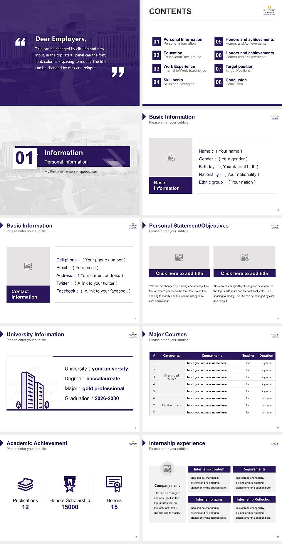 Suny at Albany Resume PPT Template4:3 ratio PPT effect preview image2