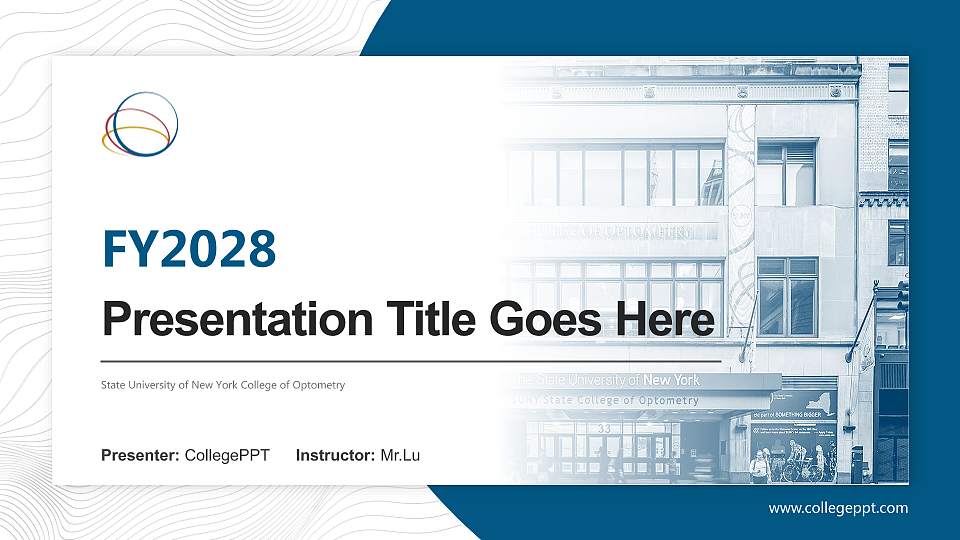 State University of New York College of Optometry Academic Presentation/Research Findings Report PPT Template16:9 ratio PPT effect preview image