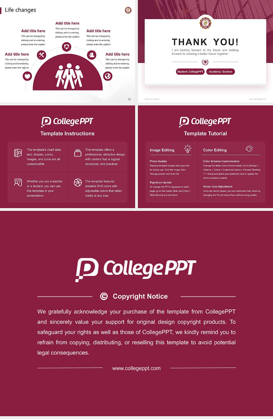 Stephens College National Scholarship Defense PPT Template4:3 ratio PPT effect preview image4