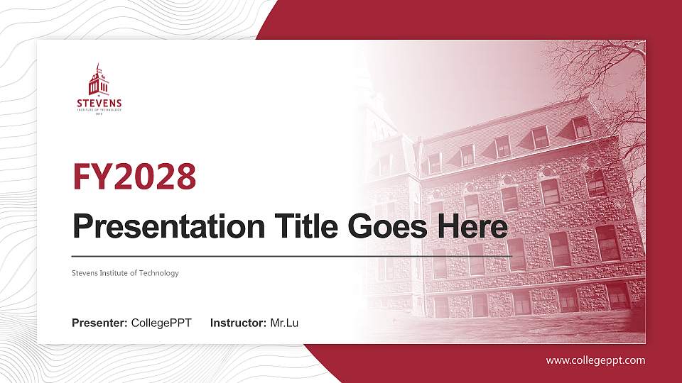 Stevens Institute of Technology Academic Presentation/Research Findings Report PPT Template16:9 ratio PPT effect preview image