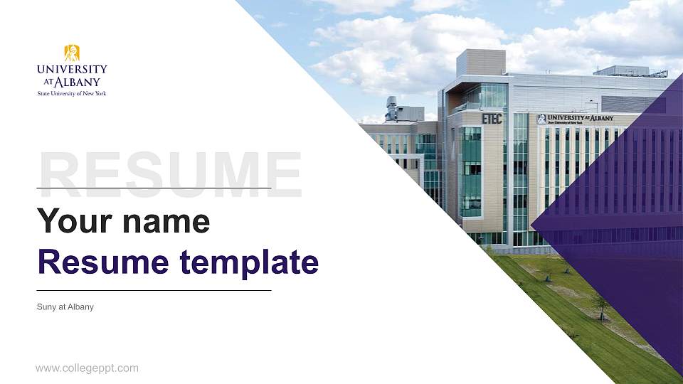 Suny at Albany Resume PPT Template16:9 ratio PPT effect preview image