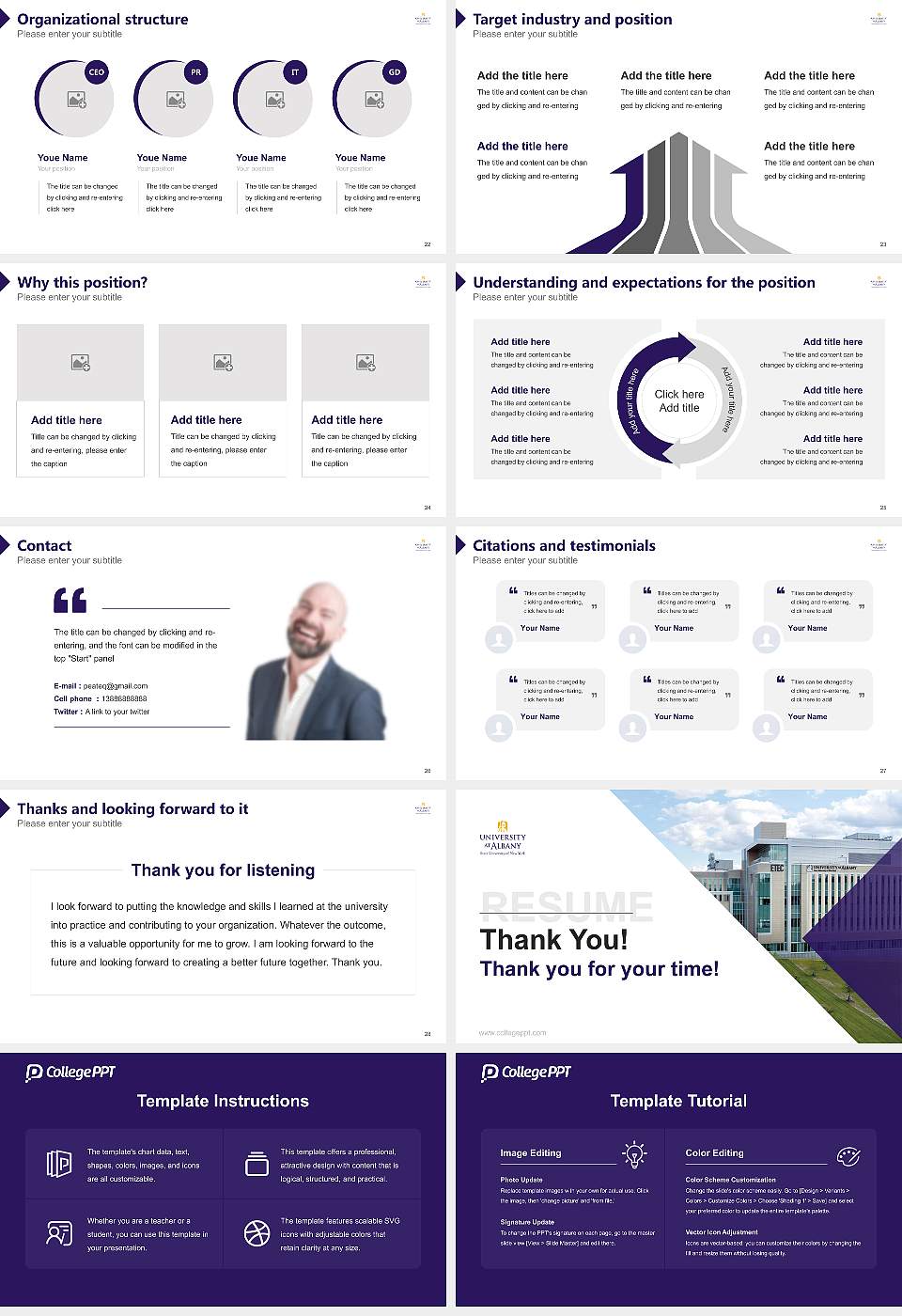 Suny at Albany Resume PPT Template16:9 ratio PPT effect preview image4