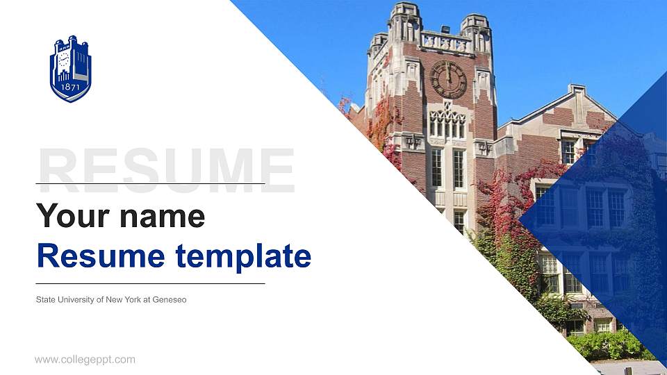 State University of New York at Geneseo Resume PPT Template16:9 ratio PPT effect preview image