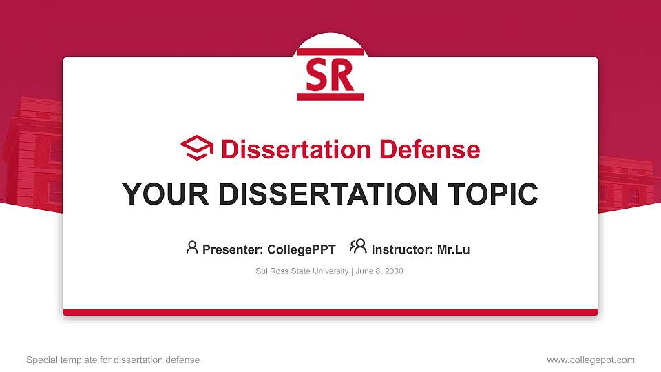 Sul Ross State University Graduation Thesis Defense PPT Template16:9 ratio PPT effect preview image