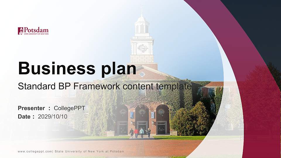 State University of New York at Potsdam Competition/Entrepreneurship Contest PPT Template16:9 ratio PPT effect preview image