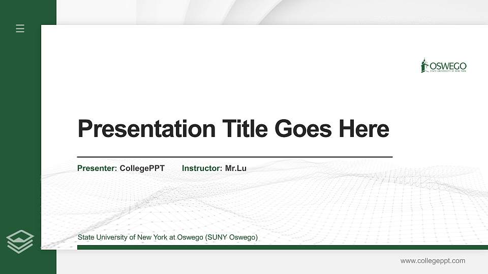 State University of New York at Oswego (SUNY Oswego) Thesis Proposal/Graduation Defense PPT Template16:9 ratio PPT effect preview image
