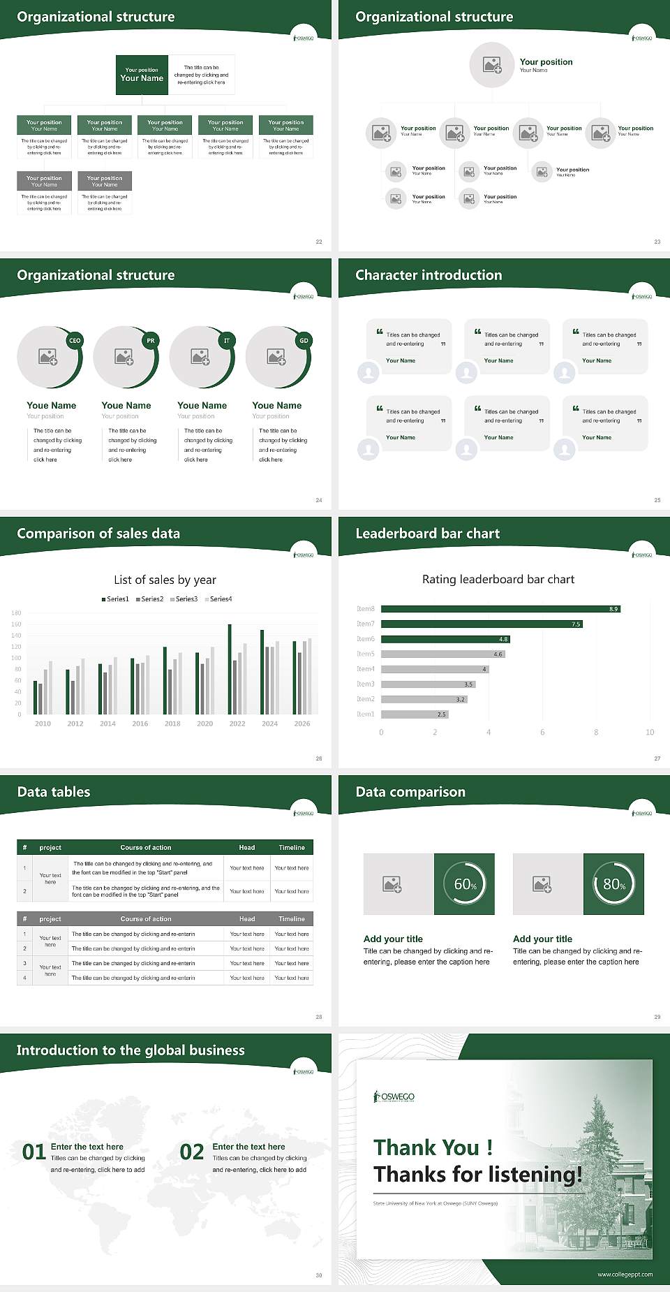 State University of New York at Oswego (SUNY Oswego) Academic Presentation/Research Findings Report PPT Template4:3 ratio PPT effect preview image4
