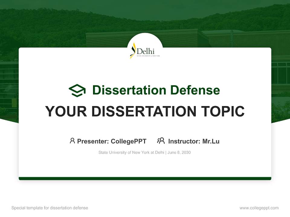 State University of New York at Delhi Graduation Thesis Defense PPT Template4:3 ratio PPT effect preview image7