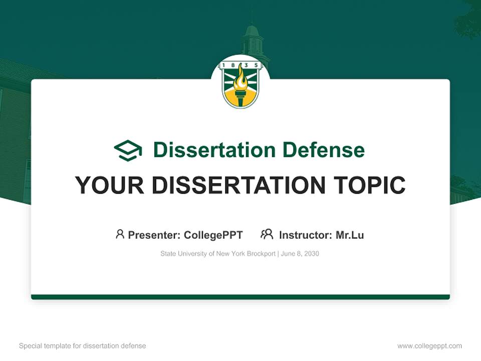 State University of New York Brockport Graduation Thesis Defense PPT Template4:3 ratio PPT effect preview image7