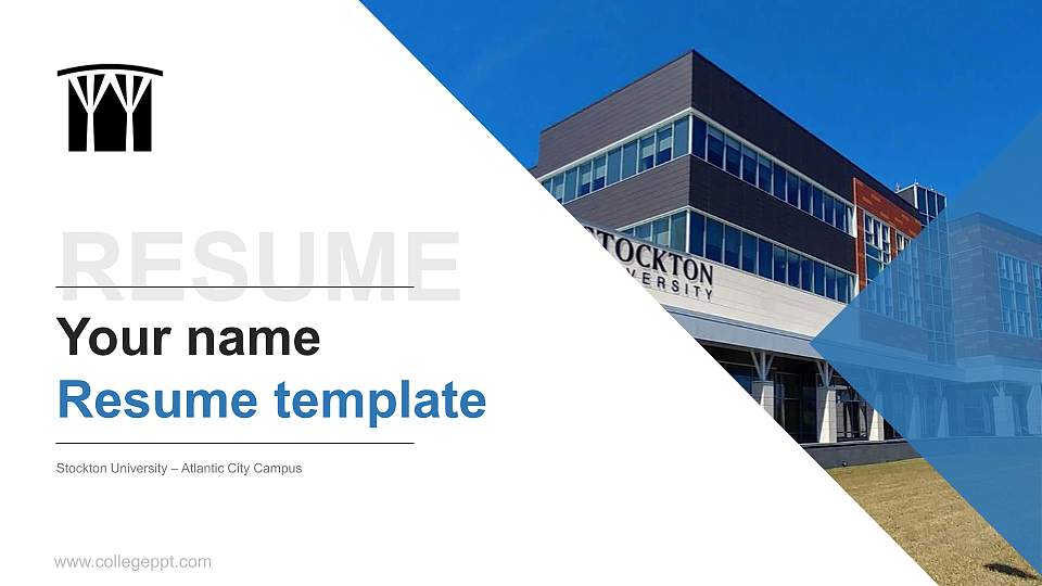 Stockton University – Atlantic City Campus Resume PPT Template16:9 ratio PPT effect preview image