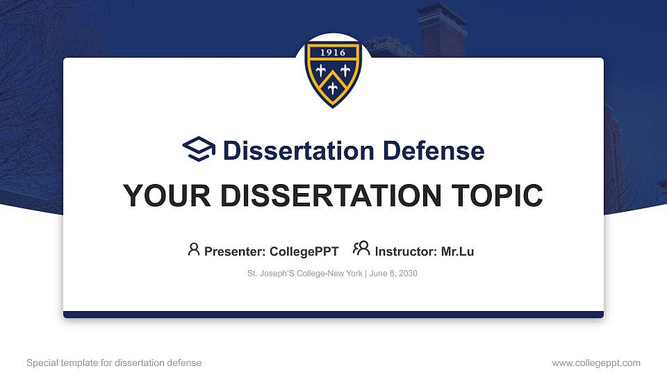 St. Joseph’S College-New York Graduation Thesis Defense PPT Template16:9 ratio PPT effect preview image