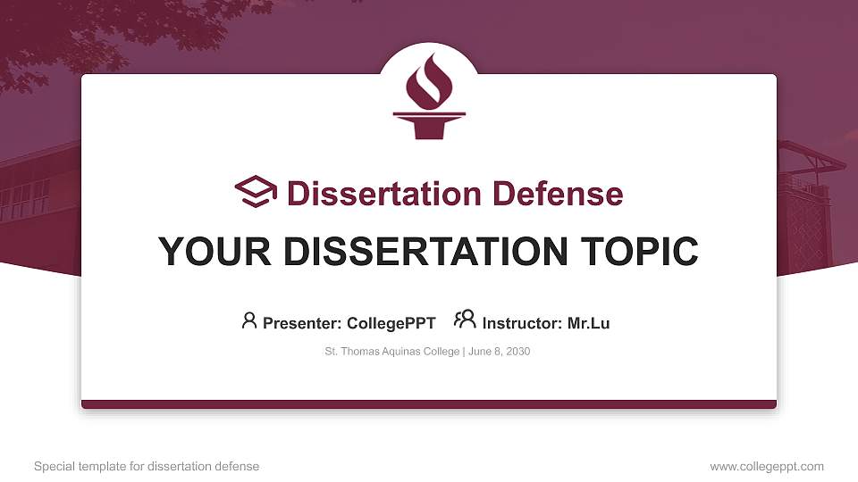 St. Thomas Aquinas College Graduation Thesis Defense PPT Template16:9 ratio PPT effect preview image