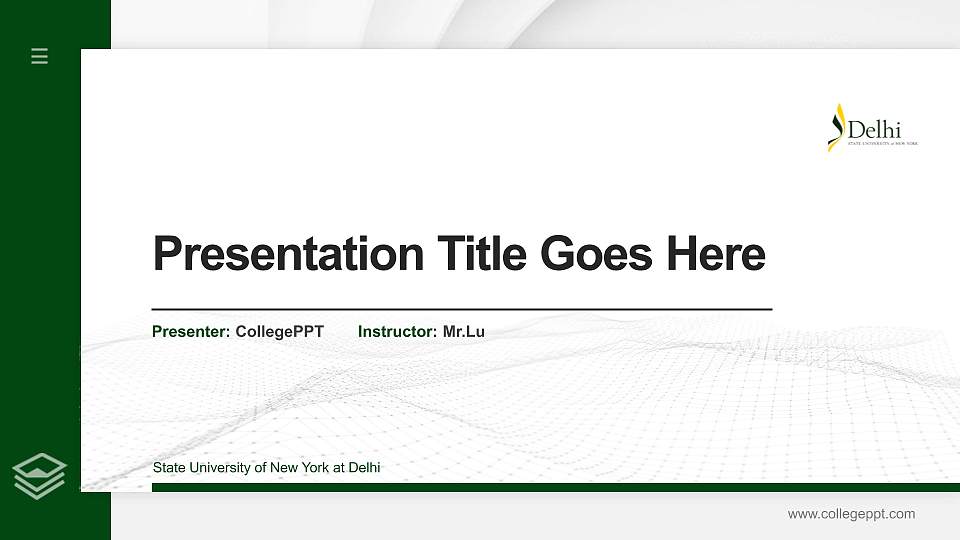 State University of New York at Delhi Thesis Proposal/Graduation Defense PPT Template16:9 ratio PPT effect preview image1