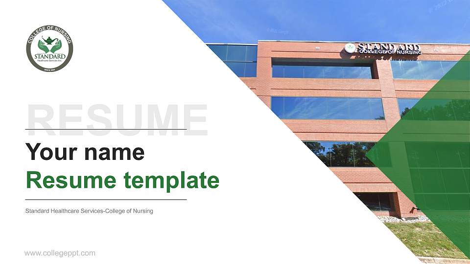 Standard Healthcare Services-College of Nursing Resume PPT Template16:9 ratio PPT effect preview image