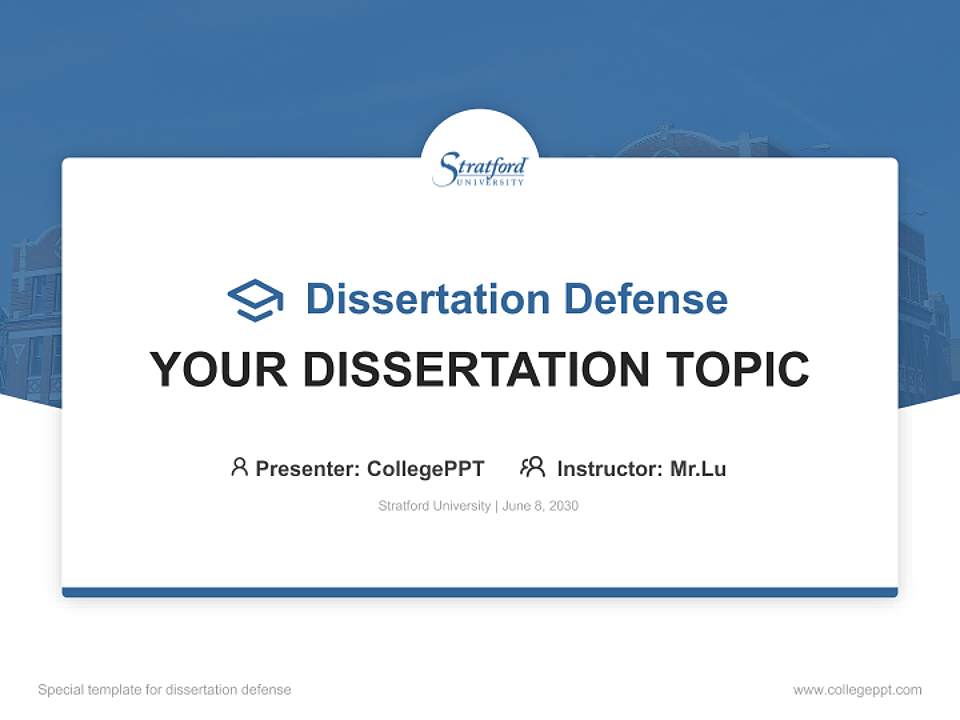 Stratford University Graduation Thesis Defense PPT Template4:3 ratio PPT effect preview image7