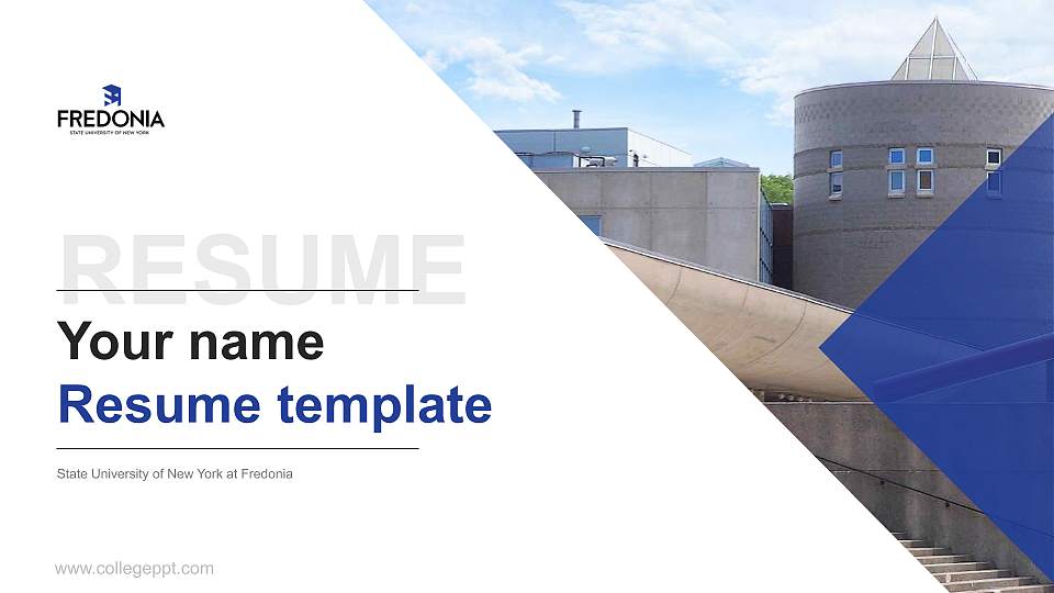 State University of New York at Fredonia Resume PPT Template16:9 ratio PPT effect preview image