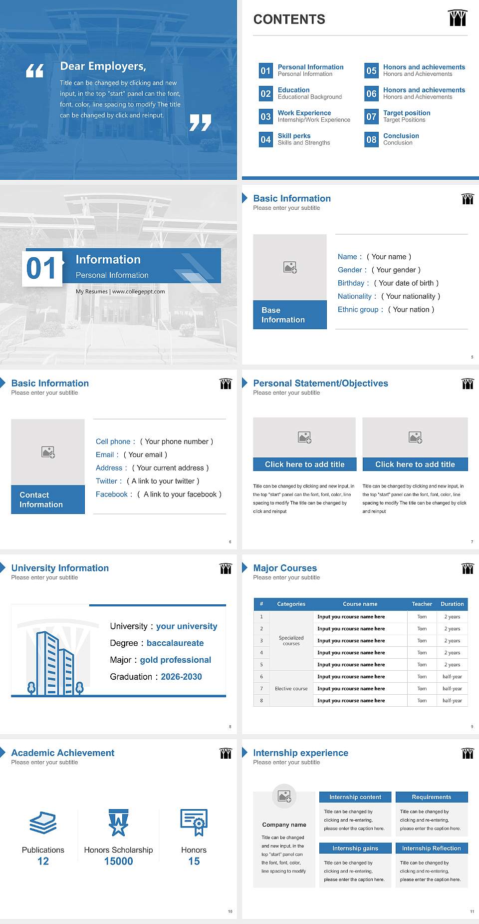 Stockton University Resume PPT Template4:3 ratio PPT effect preview image2