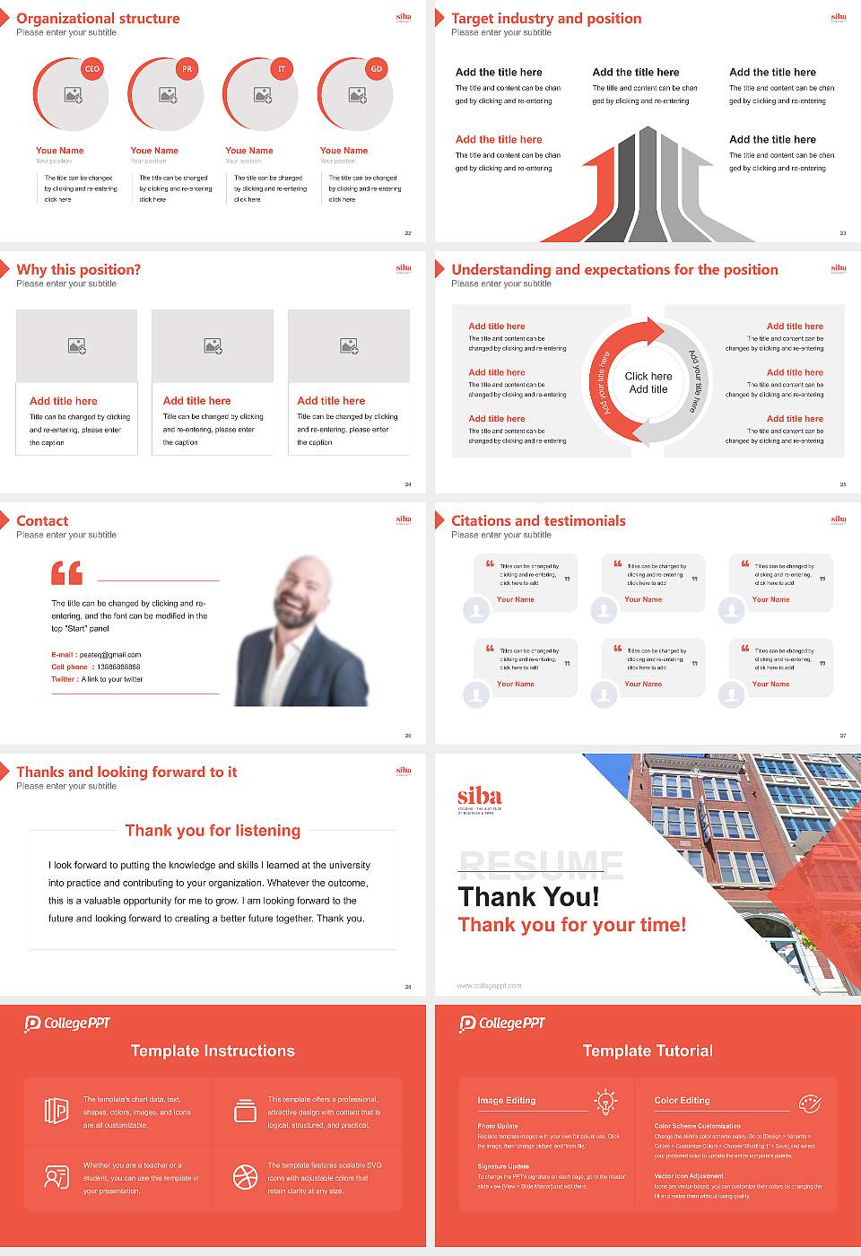 Stevens-The Institute of Business & Arts Resume PPT Template16:9 ratio PPT effect preview image4
