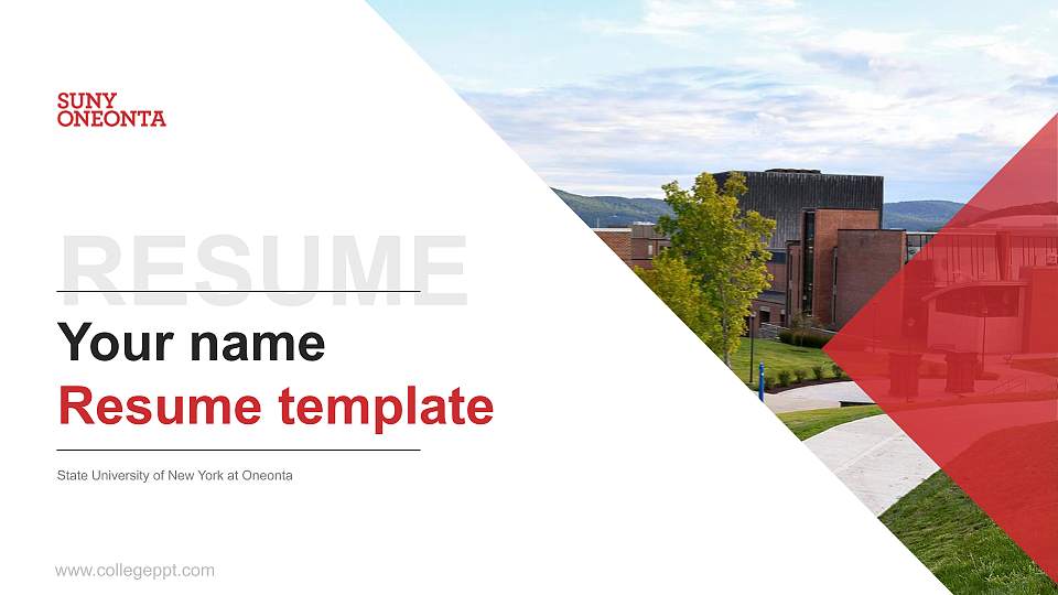 State University of New York at Oneonta Resume PPT Template16:9 ratio PPT effect preview image