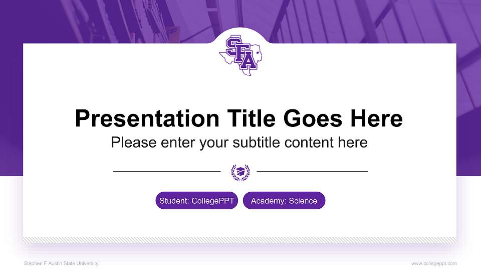 Stephen F Austin State University National Scholarship Defense PPT Template16:9 ratio PPT effect preview image
