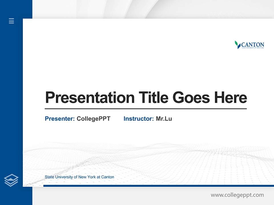 State University of New York at Canton Thesis Proposal/Graduation Defense PPT Template4:3 ratio PPT effect preview image5