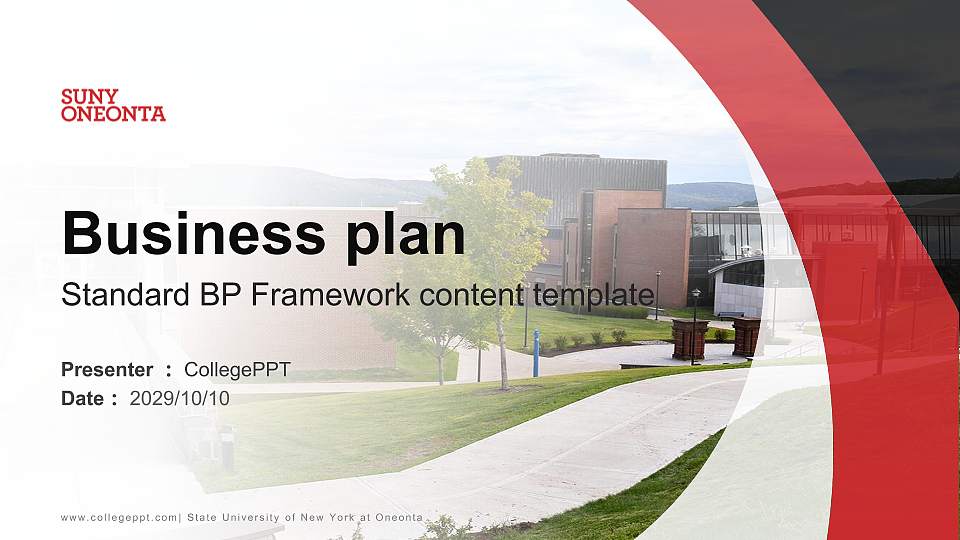 State University of New York at Oneonta Competition/Entrepreneurship Contest PPT Template16:9 ratio PPT effect preview image