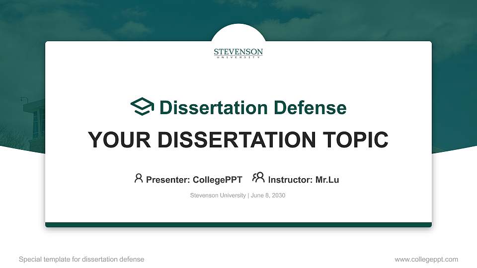 Stevenson University Graduation Thesis Defense PPT Template16:9 ratio PPT effect preview image