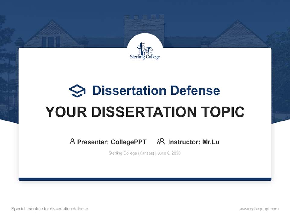 Sterling College (Kansas) Graduation Thesis Defense PPT Template4:3 ratio PPT effect preview image7
