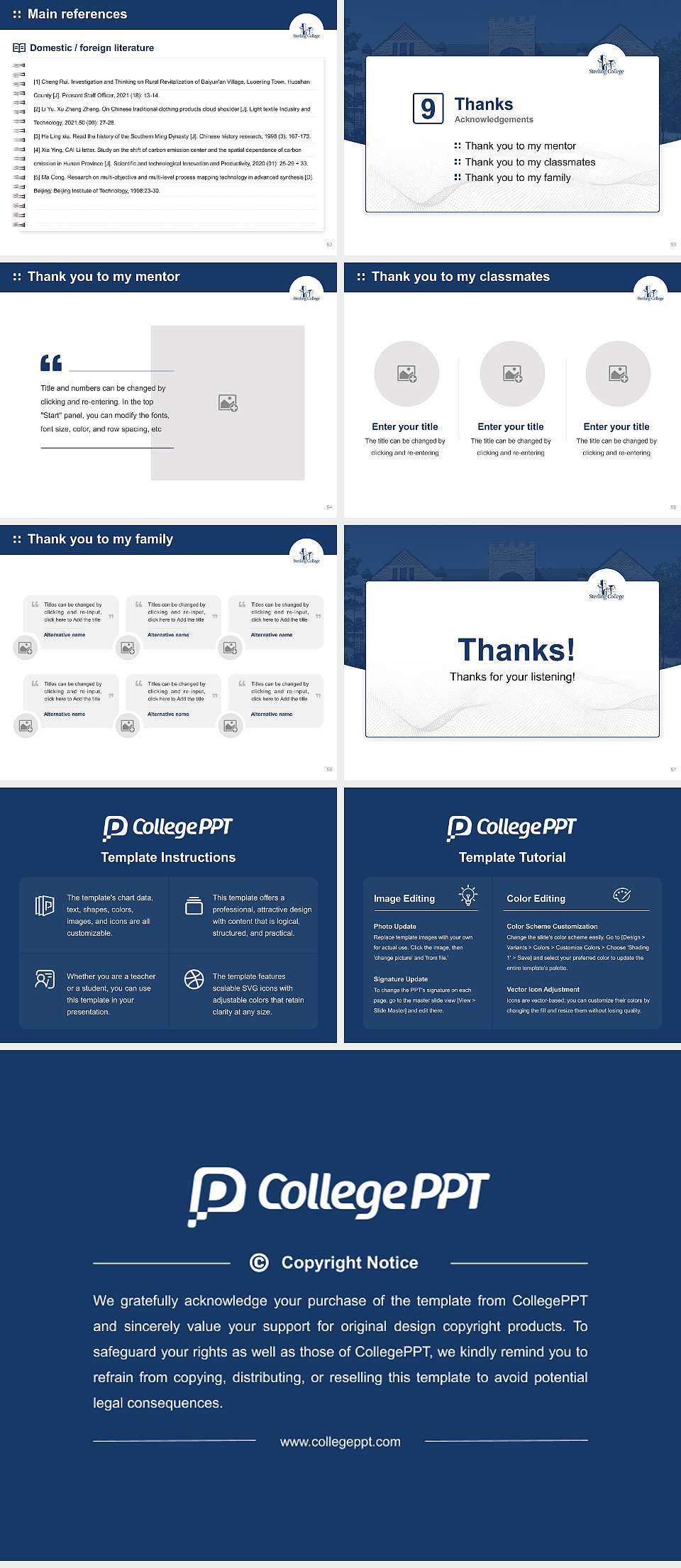 Sterling College (Kansas) Graduation Thesis Defense PPT Template4:3 ratio PPT effect preview image7
