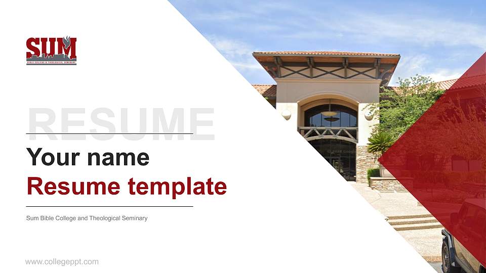 Sum Bible College and Theological Seminary Resume PPT Template16:9 ratio PPT effect preview image