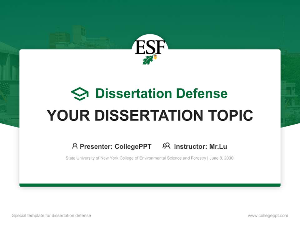 State University of New York College of Environmental Science and Forestry Graduation Thesis Defense PPT Template4:3 ratio PPT effect preview image7