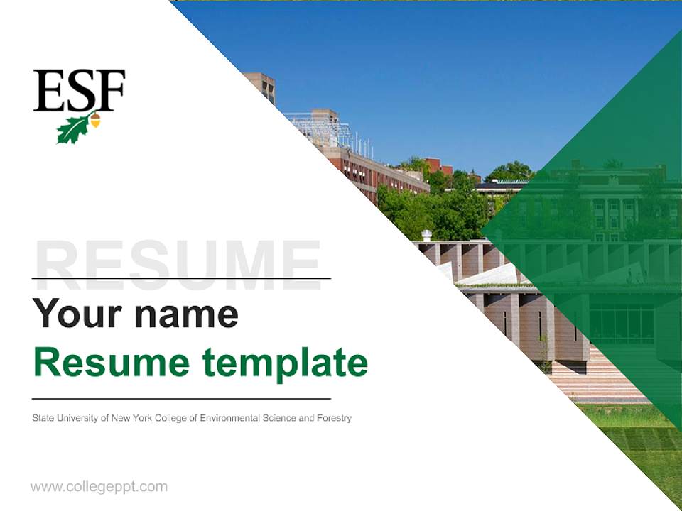 State University of New York College of Environmental Science and Forestry Resume PPT Template4:3 ratio PPT effect preview image5