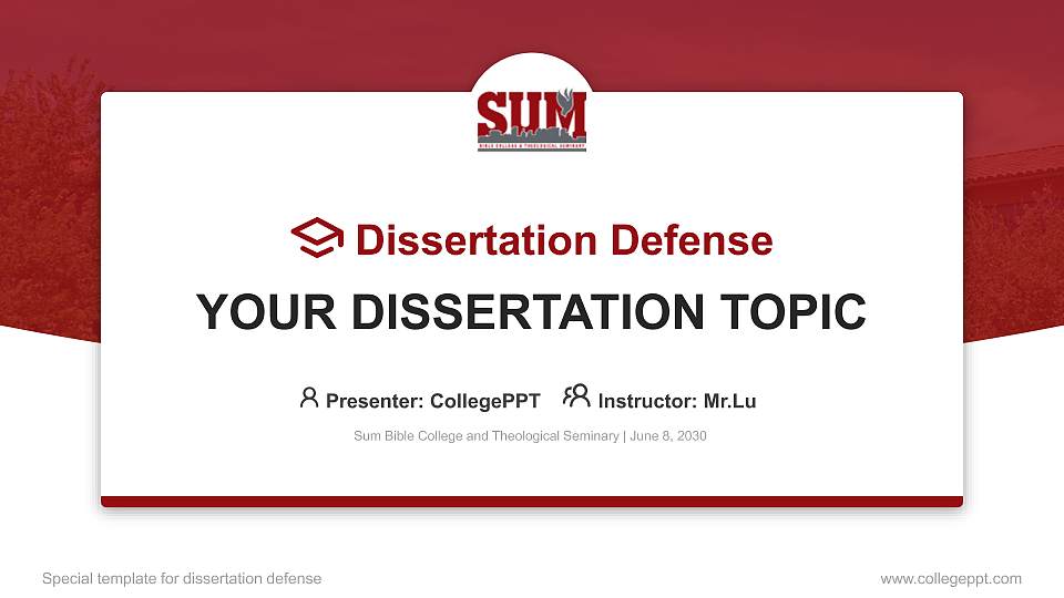 Sum Bible College and Theological Seminary Graduation Thesis Defense PPT Template16:9 ratio PPT effect preview image